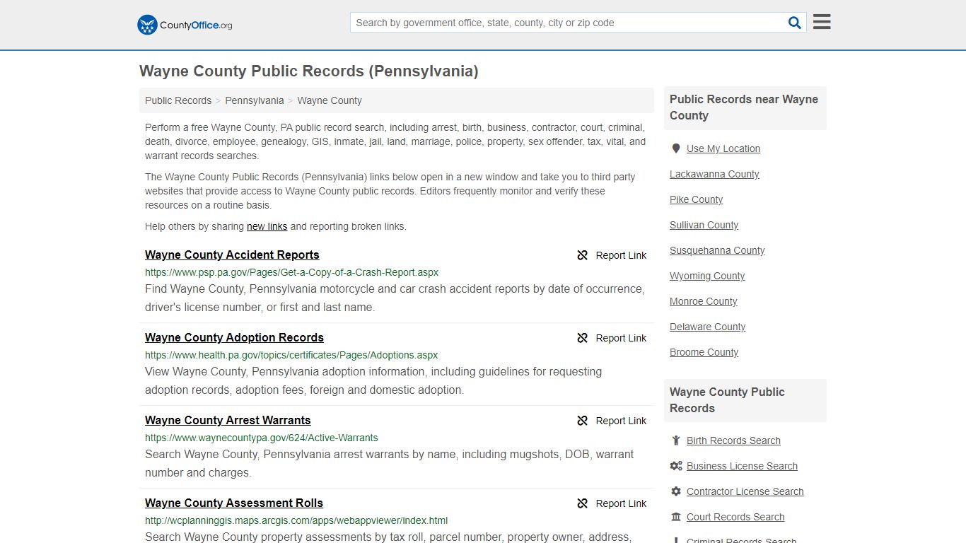 Public Records - Wayne County, PA (Business, Criminal, GIS ...