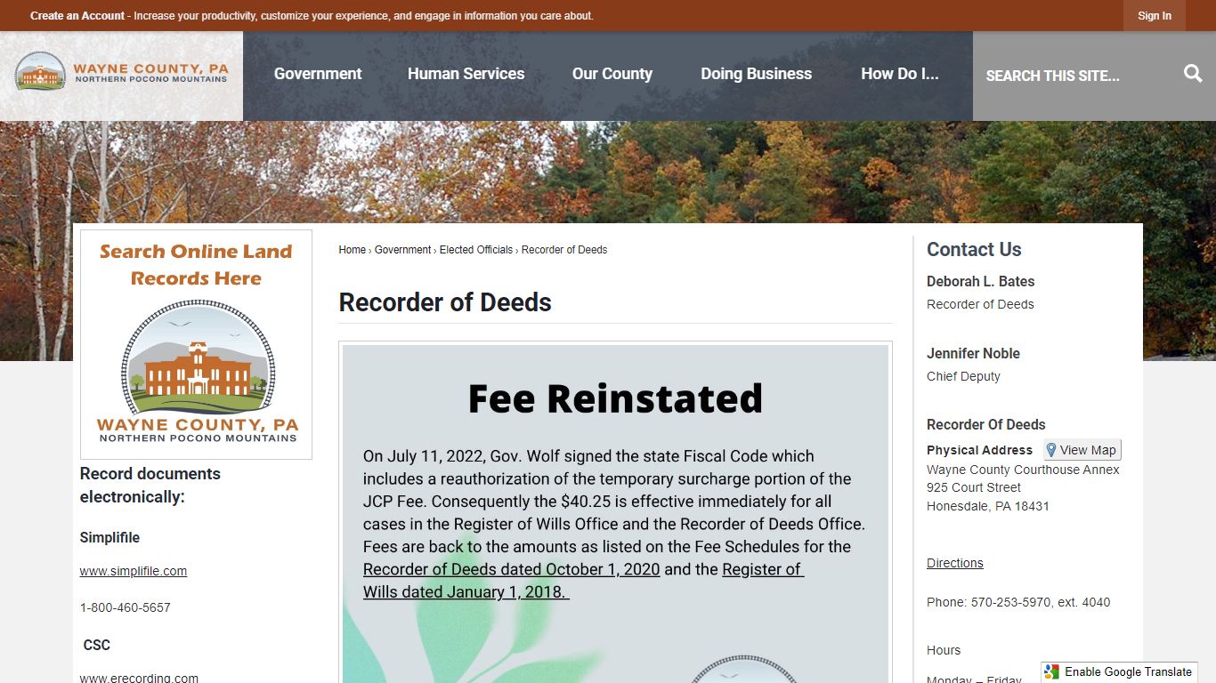 Recorder of Deeds | Wayne County, PA